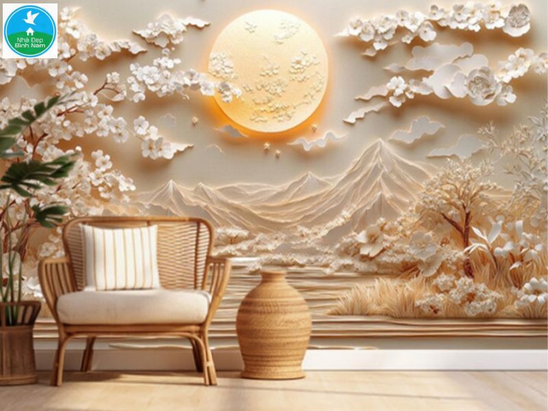 Tranh 3D dán tường phong cảnh thiên nhiên