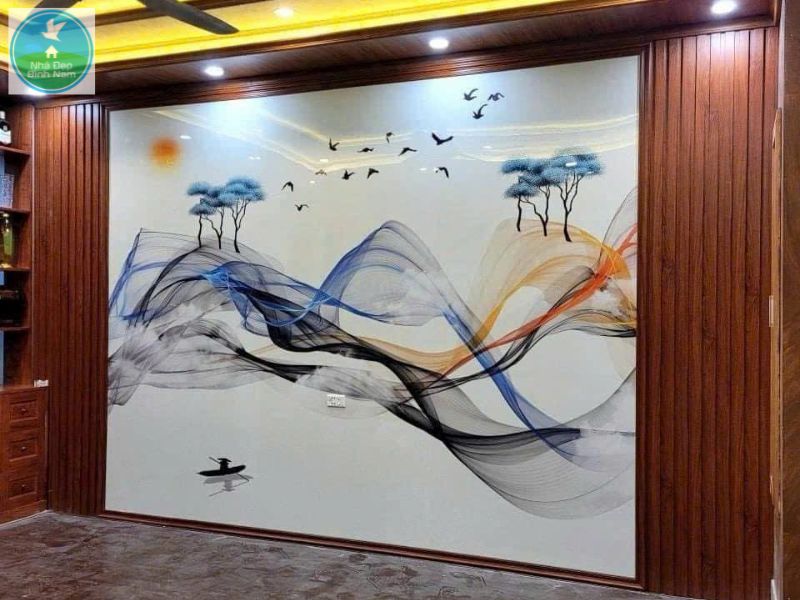 Tranh tráng gương phong thủy treo tường phòng khách