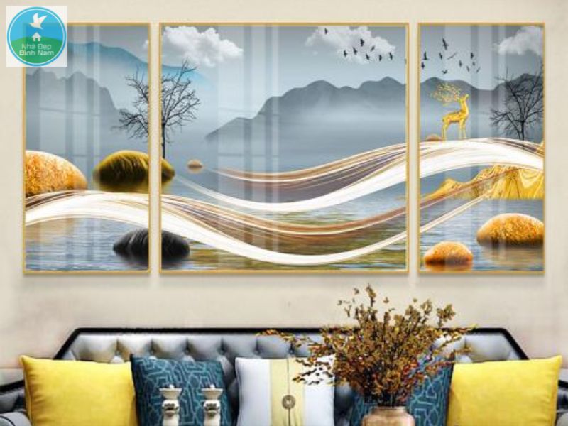 Tranh tráng gương phong thủy treo tường phòng khách