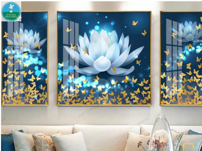 Trang trí phòng khách bằng tranh tráng gương phong thủy Trang trí phòng khách bằng tranh tráng gương phong thủy